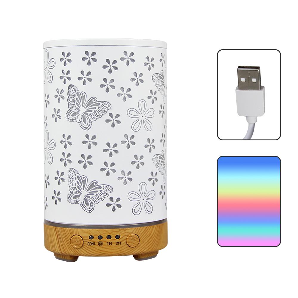 100ml Essential Oil Diffuser Seven-Color Aroma Light Butterfly Ultrasonic Air Humidifier Room Scent Diffuser with Timer Function