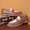 Men's Classic Retro British Style Loafers Mens Casual Business Leather Shoes Men Fashion Patchwork Outdoor Flats