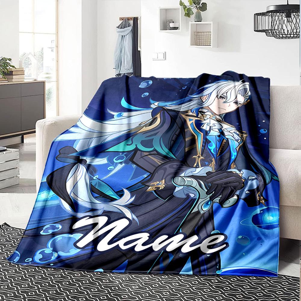Customizable Genshin Impact1 Throw Blanket – Personalized Name, All-Season Cozy Snug Blanket, Machine Washable, Personalized Blanket