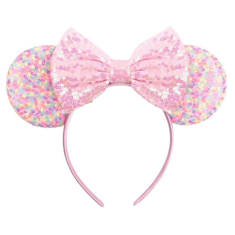 9.5 CM New Cute Glitter Crown Hairband Sequins Bows Mouse Ears Headband Kids Festival Party Cosplay Headband