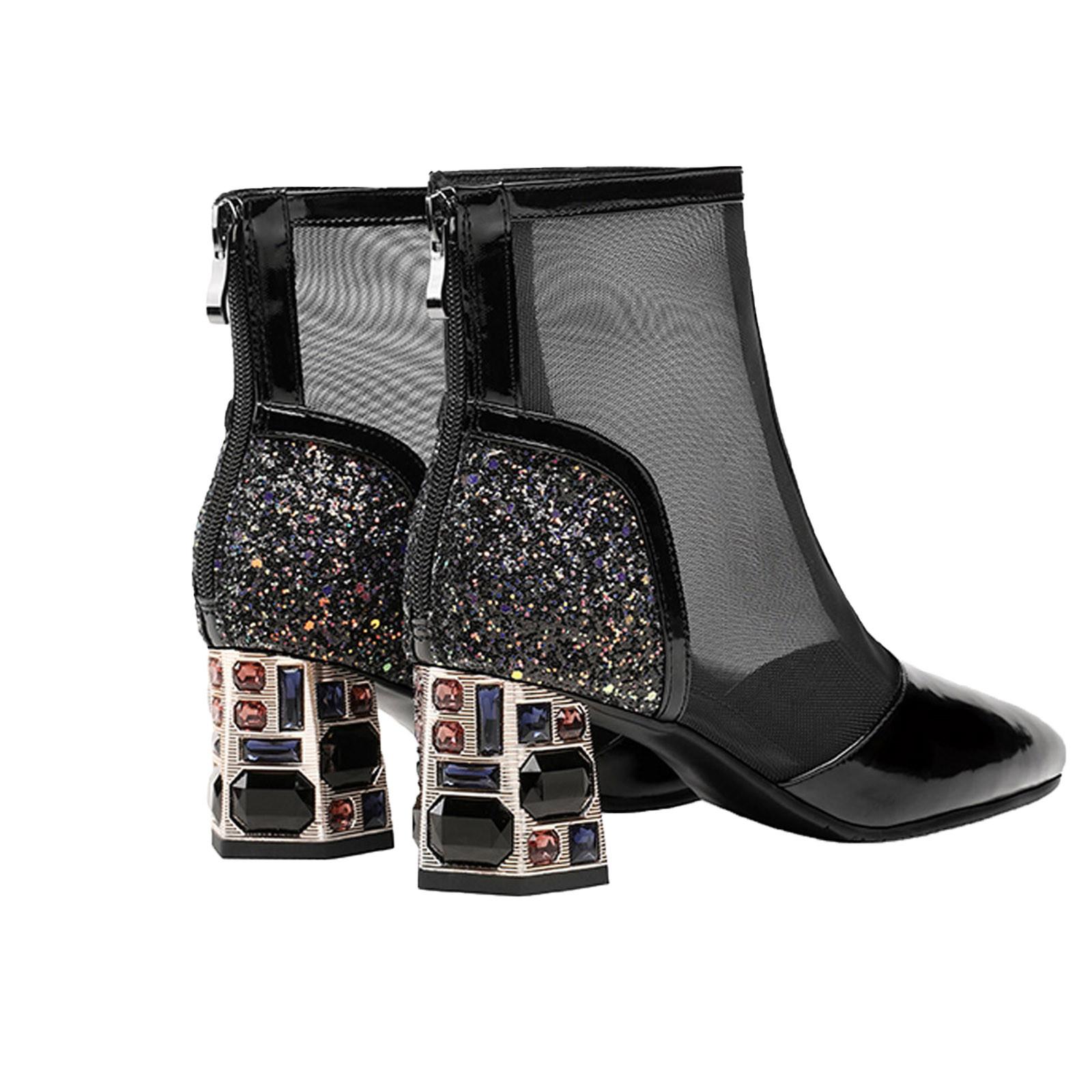 Сапоги Женская обувь Противоскользящие ботинки с острым носком на тонком каблуке и сеткой — фото 6