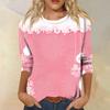 Women's Casual Christmas Print Neck 3/4 Sleeve T-Shirt
