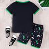 Toddler Boy Clothes Shorts Set Green Dinosaur Print Pajamas Cotton Crewneck Tees Shorts Set Summer Casual Outfit