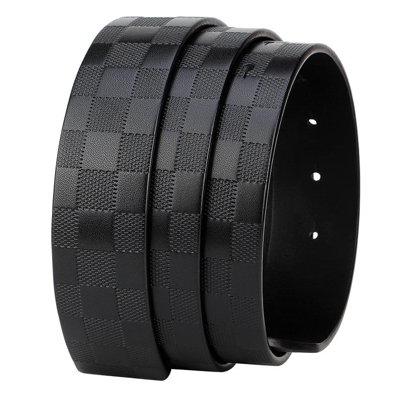 

38mm Headless Men s Genuine Leather Plaid Belt Body, Top Layer Cowhide, Buckle Not Included 130 cm кавовий