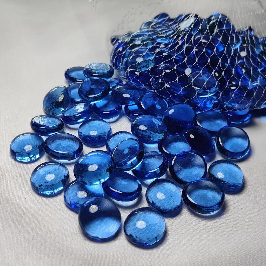Sky Blue Transparent Glass Beads for Stove Decoration, 16-19mm Mediterranean Flat Crystal Beads