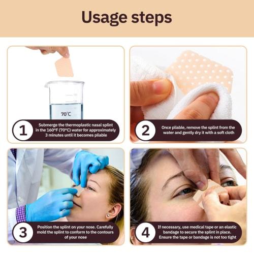 Ziimaikery Thermoplastic Nose Splint, Trapezoid Nose Brace Splint, External Nose Support Protector for Nose Brace Fracture, Rhinoplasty Septoplasty, E