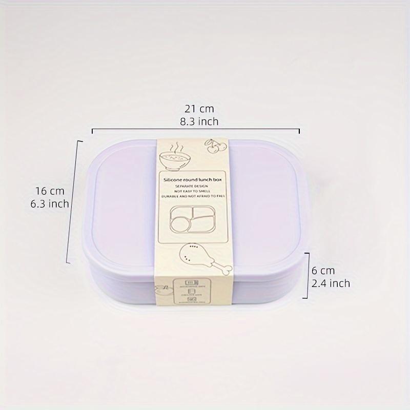 Cutie de prânz Bento din silicon, Sigură pentru microunde, Recipient pentru mâncare cu 4 compartimente etanș, Spălare manuală, Rectangulară, Manual, Ideală pentru angajați de birou și studenți