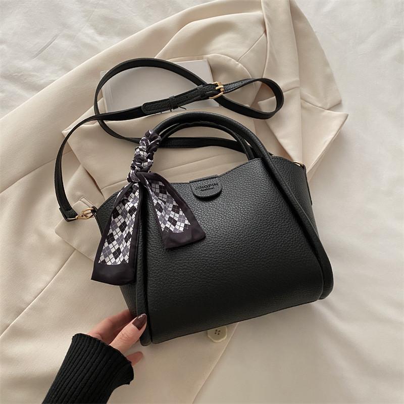 

Crossbody Fashion Bucket Bag With Silk Scarf Decoratio And Magnetic Button