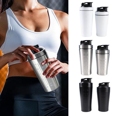 Nerezový proteinový šejkr do posilovny, láhev na fitness nápoje 500 ml/750 ml, přenosná míchací láhev s ocelovou kuličkou a stupnicí