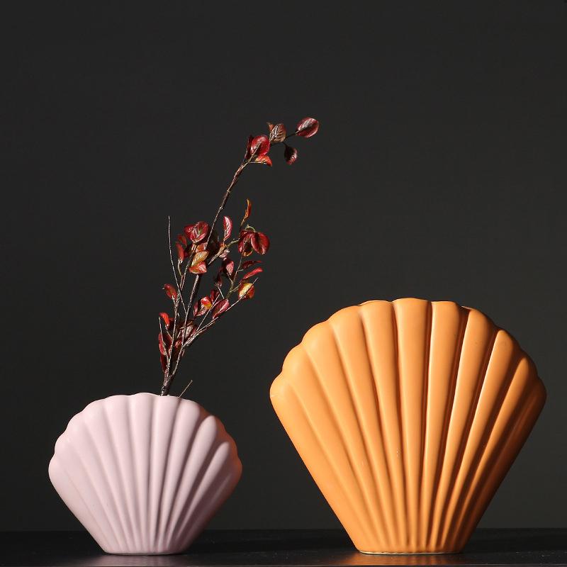 Creative Art Shell Vase Ceramic Hydroponic Vase Flower Arrangement Home Decor Indoor Decoration Desktop Ornaments