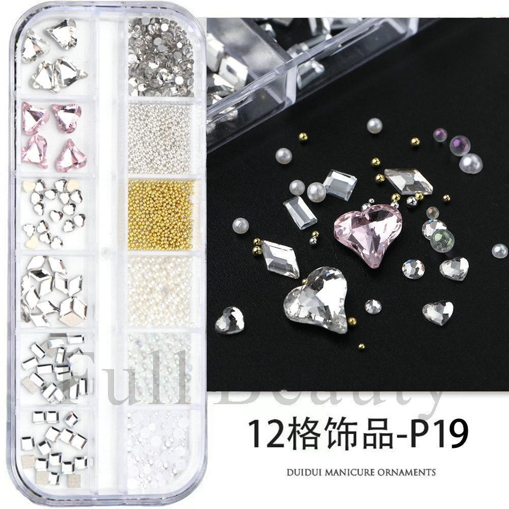 Nail Art Jewelry, Maillard Color Pearl Flat-Bottomed Diamond Steel Ball Diy Nail Jewelry Mixed