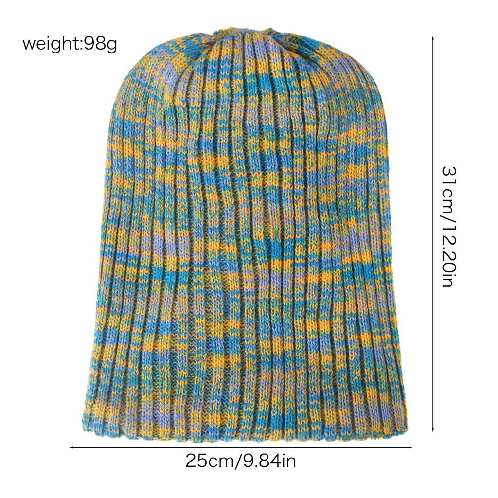 1pc Colorful Fleece Knitted Beanie Hat Double-layer Lining Skull Cap Winter Warm Couple Pile Pullover Cap Parent-child Bonnets