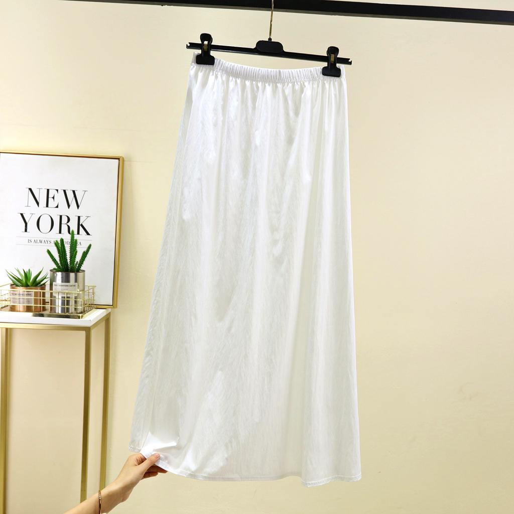 Letní dámská dlouhá sukně s vysokým pasem áčkového střihu, tenká sukně plné délky pod kotník, jednobarevná, ke všemu