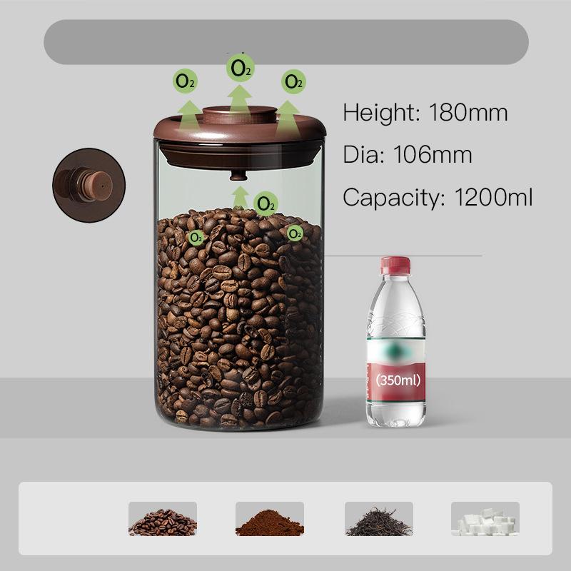 Coffee Beans Vacuum Sealed Tank Household Anti-UV Glass Food Storage Tank For Moisture-proof Air Extraction Tea Storage Tank