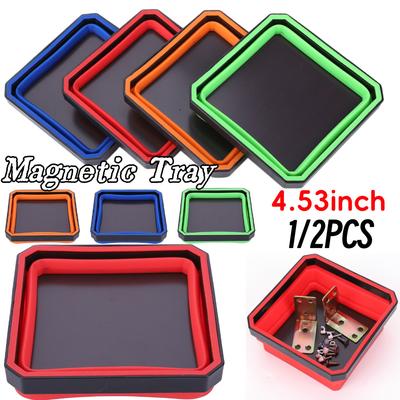 4.53 In Collapsible Magnetic Parts Tray Tools Magnetic Screw Tray Multicolor Parts Storage Box Plumber Carpenters Tool Organizer