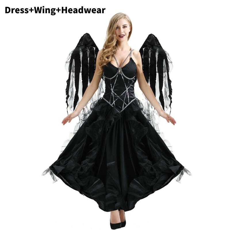 

Хэллоуин Темный Вампир Ангел Демон Платье Косплей Костюм Сексуальный Призрак Ведьма Невеста M