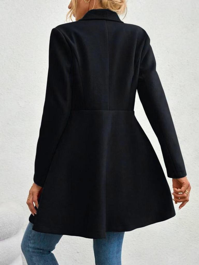 European Autumn/Winter Slim Fit Mid-length Woolen Coat for Women - Elegant Lapel Style