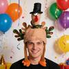 Plush Turkey Headwear with Movable Legs Soft Lining Comfortable Fit Thanksgiving Turkey Hat Festival Party Accessory Holiday Decoration