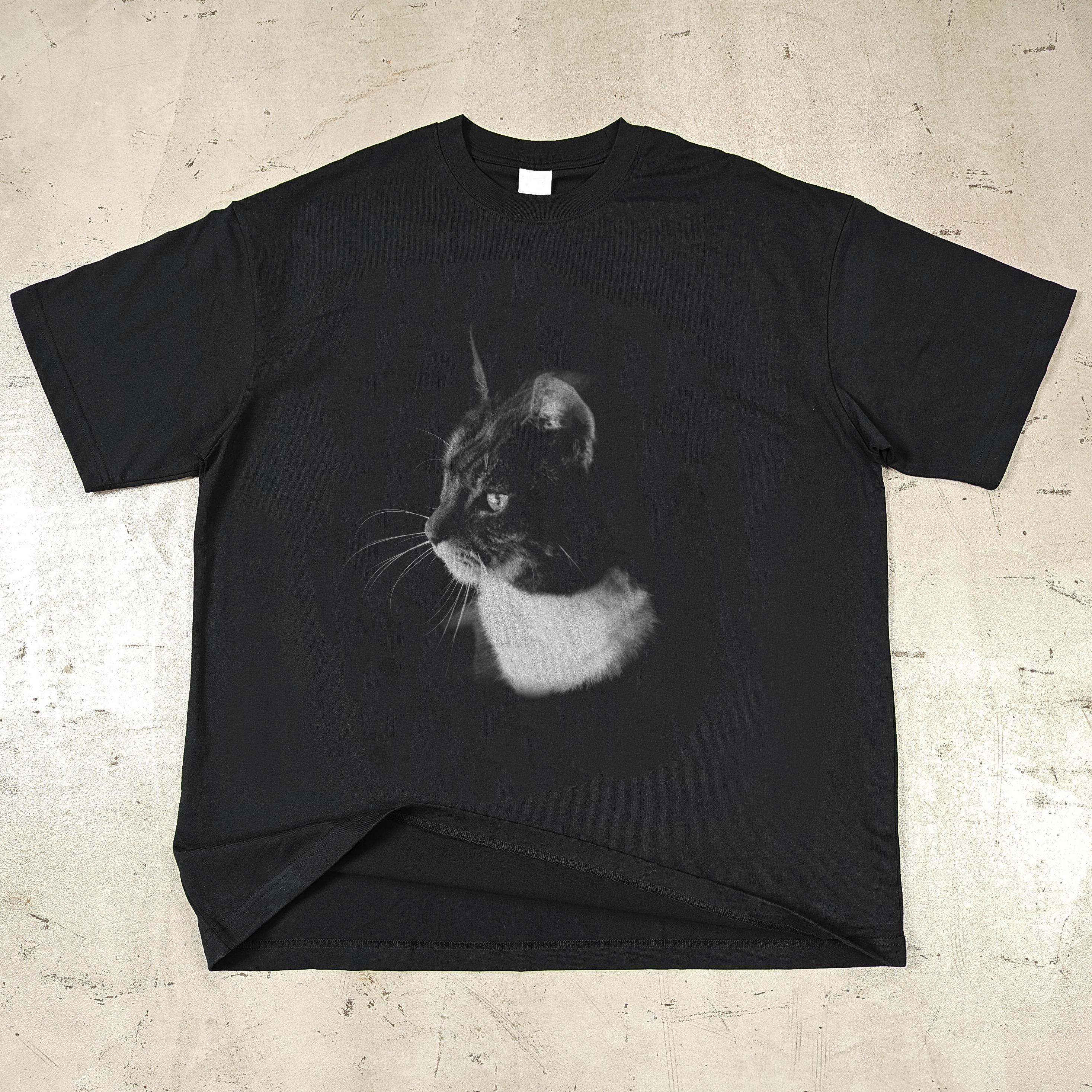

Уличная футболка с рисунком кота, хлопковая футболка, топы унисекс, футболки, летняя футболка с короткими рукавами XXL чёрный