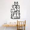 Metall Wandkunst Skulptur Katze Stapel Silhouette Handgefertigt Eisen Handwerk Rost Effekt Dekorativ Haus Wandbehang Innen Außen Display