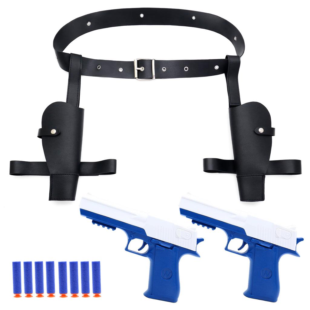 Laura Police Pistol Holster Western Denim Belt Leather Gloves Cosplay Prop Accessories