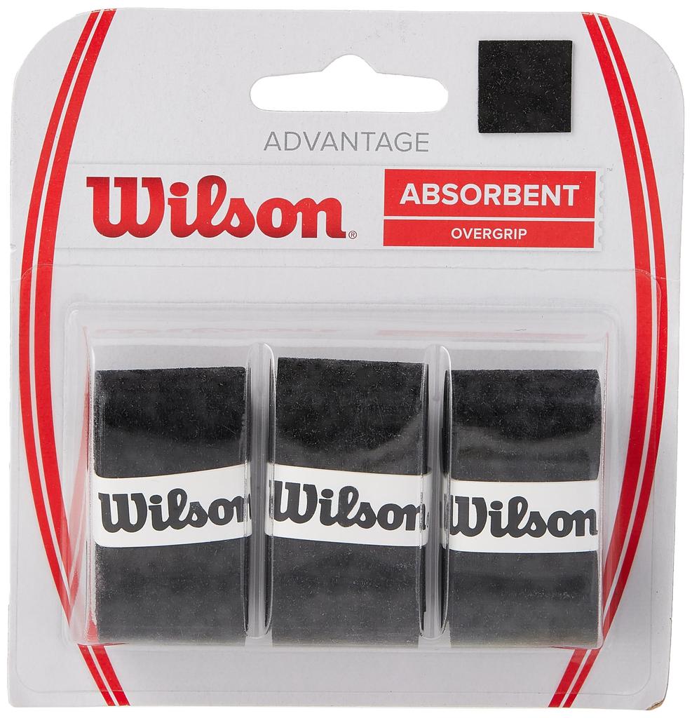 WILSON Advantage Overgrip for Tennis and Badminton (Dry Type, 3-Pack) WRZ4033BK