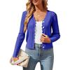 Women's Solid Color Casual Cardigan With Fungus Edge V-neck Thin Short Knit Jacket