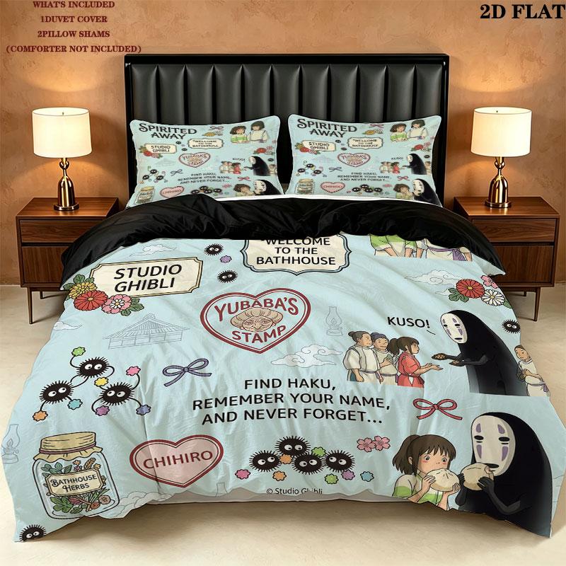 Away Pattern Bedding Quilt Set Quilt Cover Pillowcase Home Birthday Gift(1 * duvet cover + 2 * pillowcase, without core)