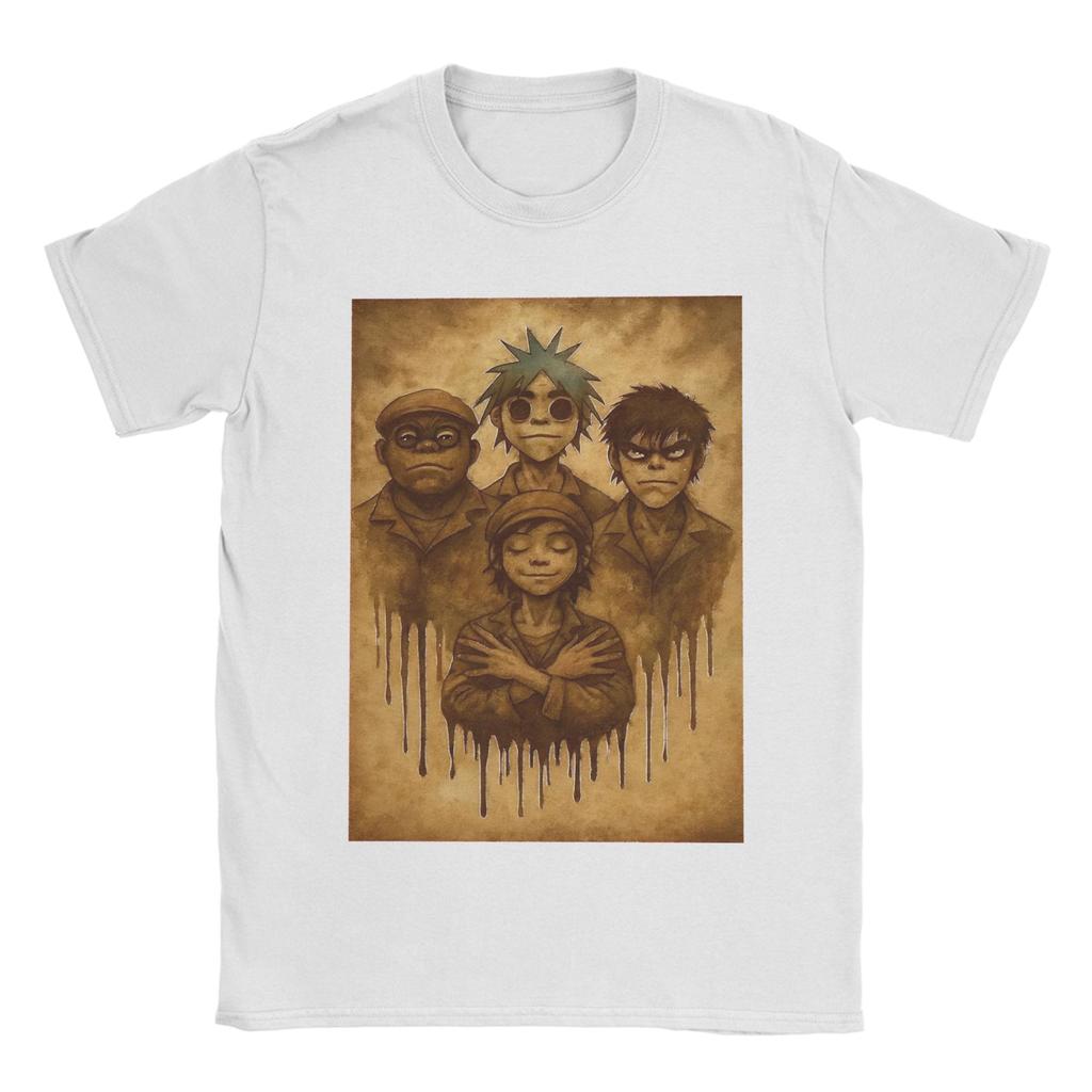 Gorillaz Band T-Shirt Unisex 100% Baumwolle Lustige T-Shirts Rundhals T-Shirt Kurzarm Kleidung Bedruckt