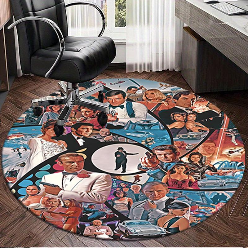 James Bond Movie Collage Round Rug for Livingroom,Bedroom, Palyroom, Chair Rug, Area Rug, Circle Carpet, Large Size Fan Christmas Gift