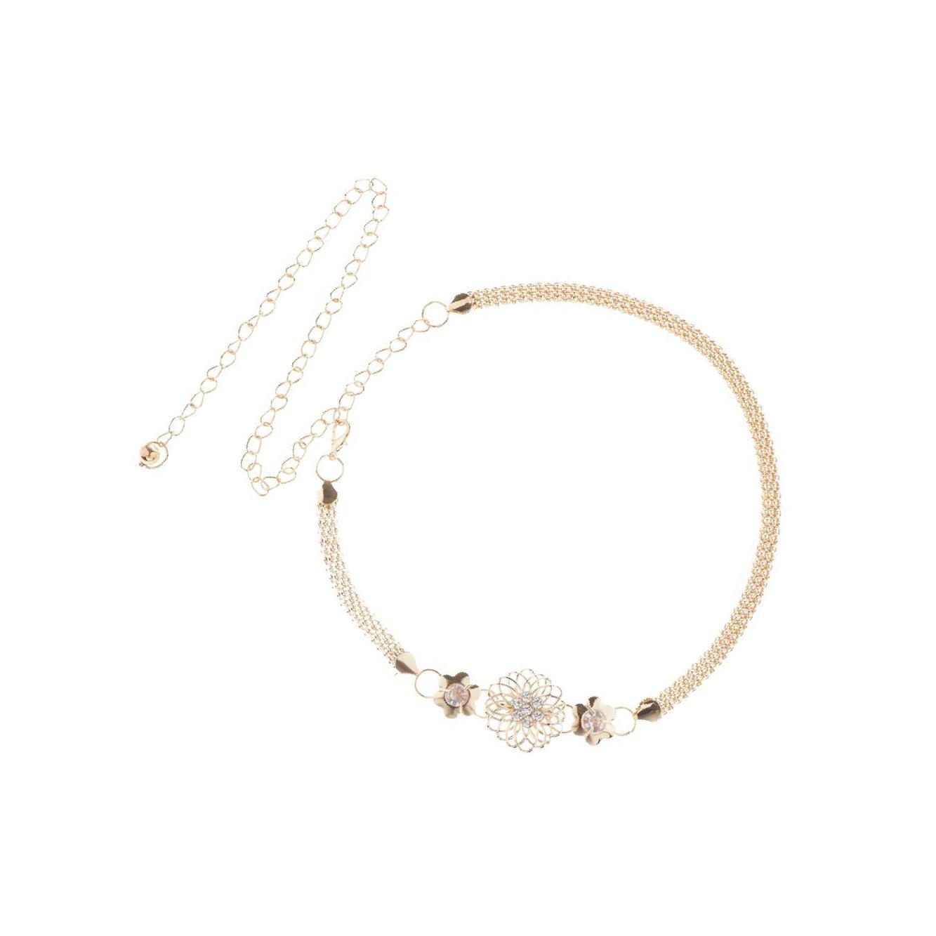 

Цветочная цепочка-пояс Элегантный полый ромб Модный пояс-цепочка на талию Металлическое платье 110cm