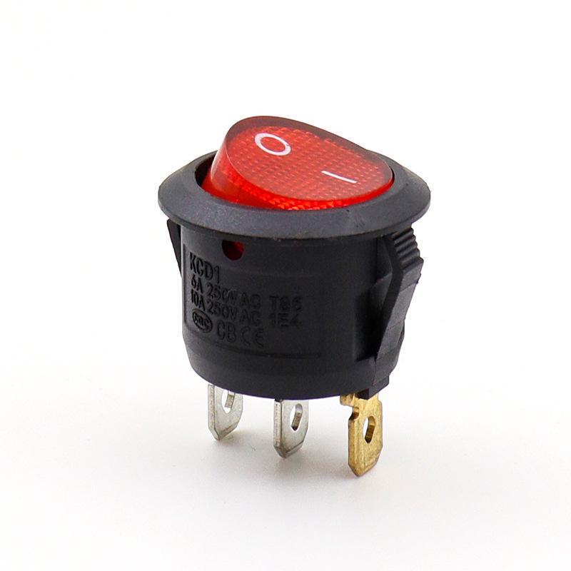KCD1 Round 20mm Power Rocker Switch with Light, Multi-Position, 2/3/4 Pins