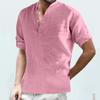 Designer Spring Summer Men's Casual Cotton Linen Solid Color Long Sleeve Shirts Loose Stand Collar Shirts