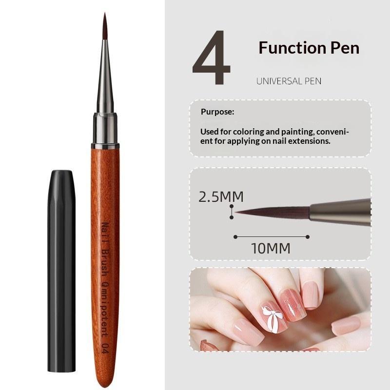 Nail Art Liner Brush Detail Brush Wood Handle Drawing Painting Pen UV Gel Extension Carving Pen Manicure Tool