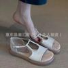 Casual fashion sandals 2025 summer new round head soft sole one-word buckle woven belt single shoes sandals women