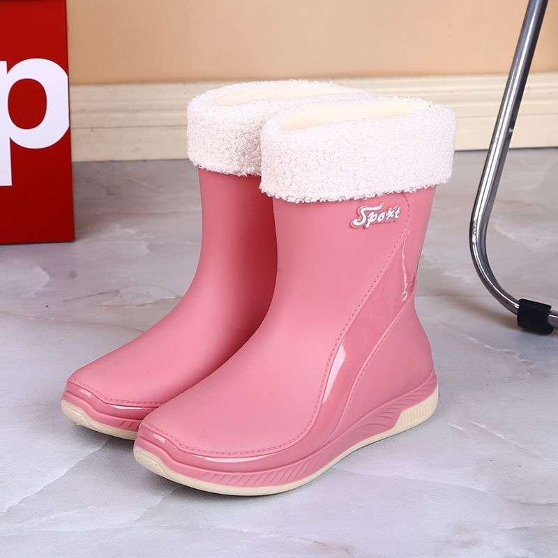 2025 New Rain Shoes Women's Fashion Wear Non-slip Foreign Style Medium and High Tube Water Shoes Adult Soft-soled Long Rain Boots