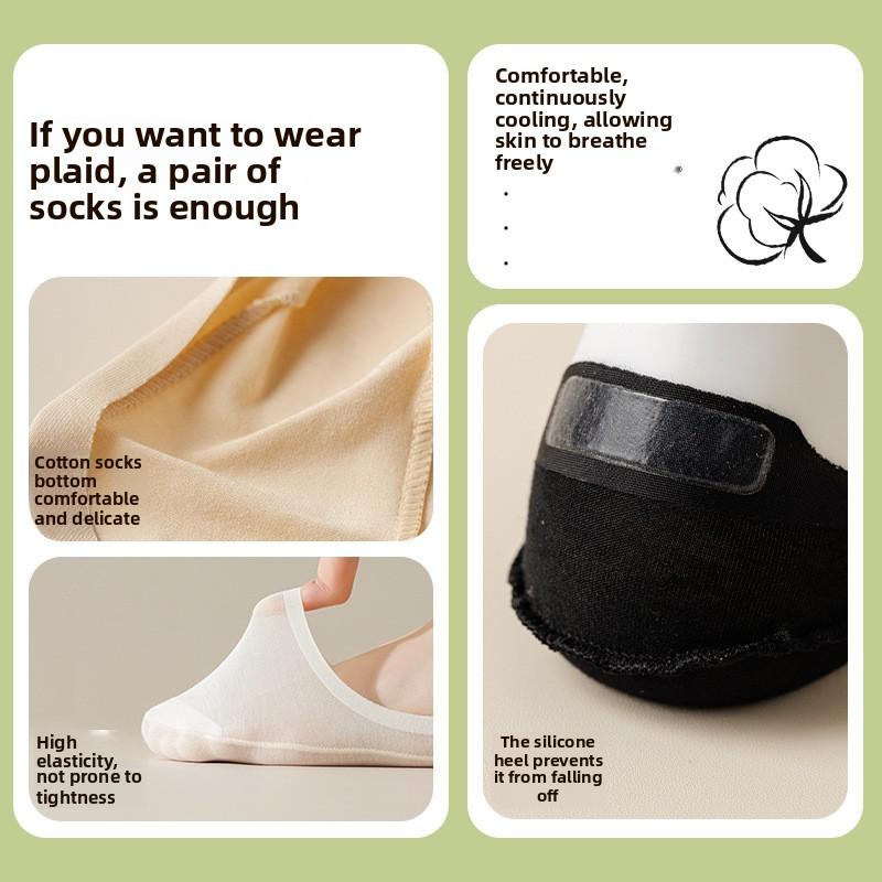 5 Pairs Socks Women's Boat Socks Summer Thin Invisible Shallow Mouth Non-slip Heel Shoes Socks