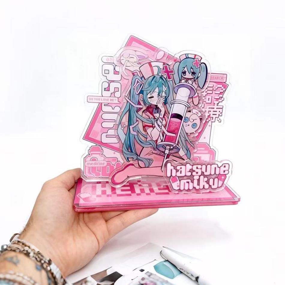 2Pcs Kawaii Miku Anime Peripherals Acrylic Standing Sign Ornament Originality Personality Acrylic Bracket Fans Collect Gifts