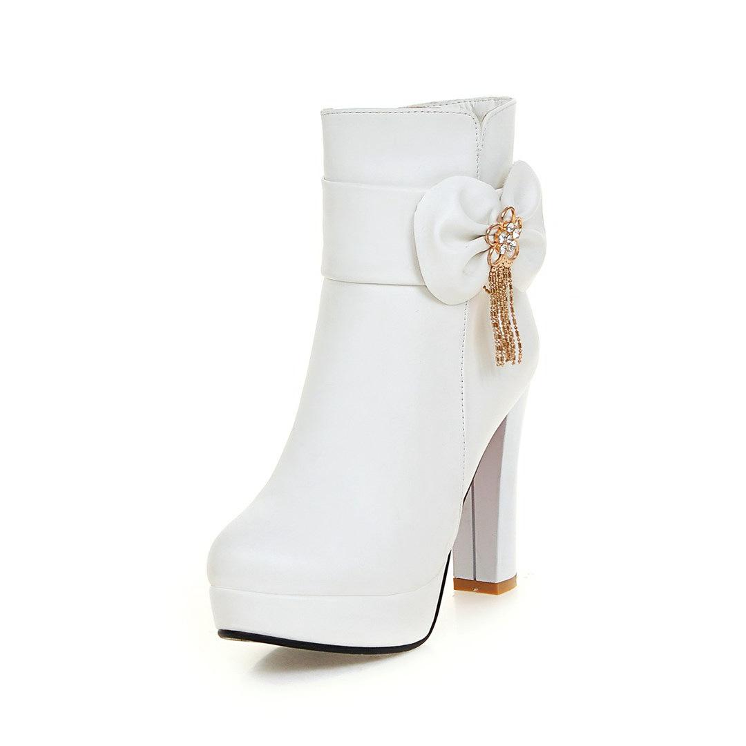 

Женская обувь больших размеров, европейские и американские сапоги, женские новые сапоги, короткие сапоги на толстом каблуке, женские туфли на высоком каблуке 34 белый