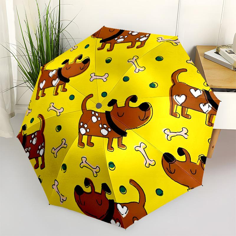 1pc Dogs, Bones Automatic Umbrella - Stylish, Durable, with 8-Rib Manual Open Design, Elegant Black Handleyy250920153