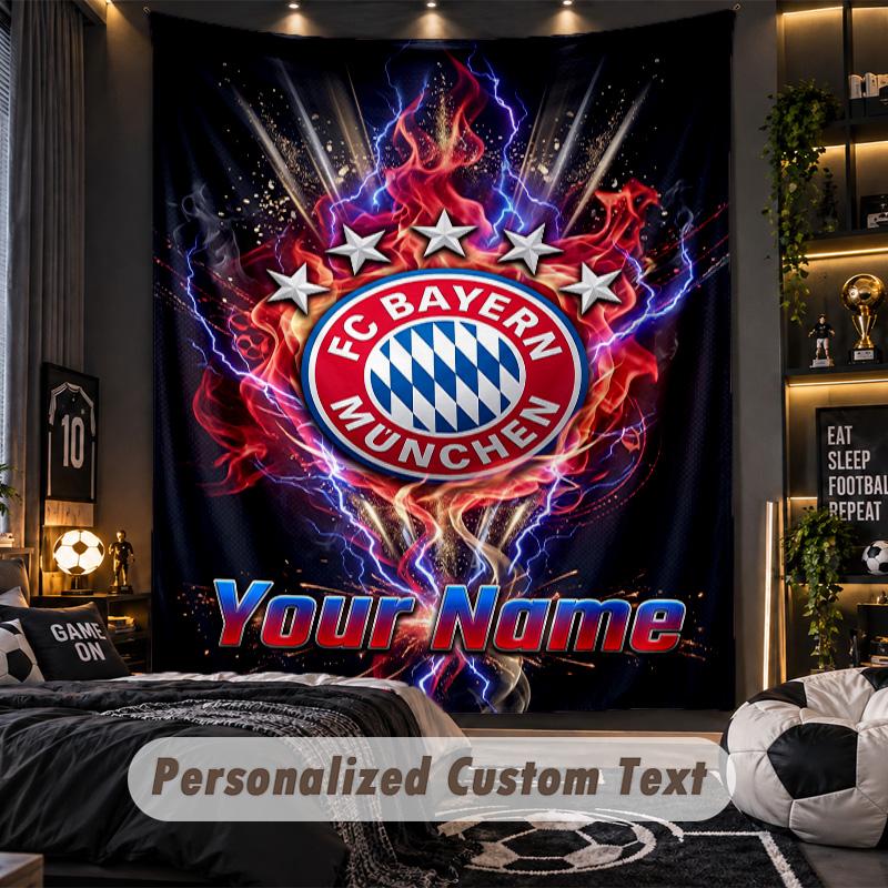 TapestryBayern Munich Custom Name Text Personalized Wall Hanging Tapestry Home Wall Decor