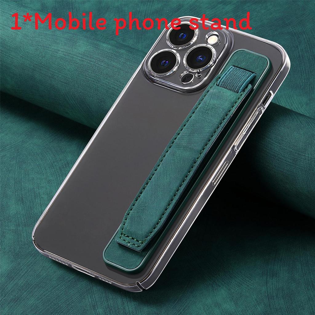 Pu Material Phone Holder With Stretchable Wristband For Home Office