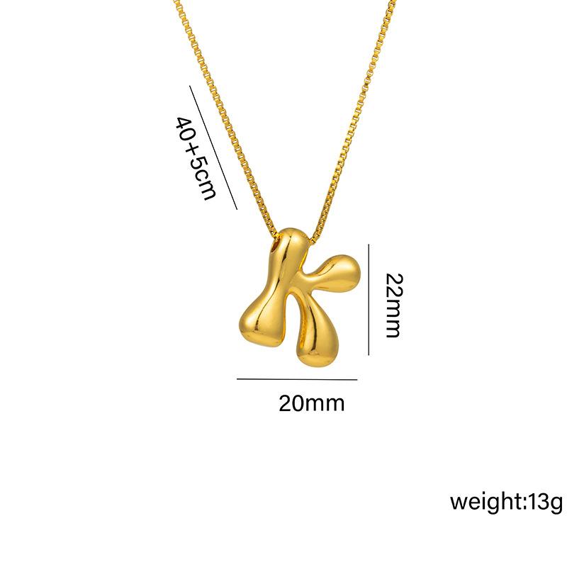 Creative A-Z Balloon Bubble Letter Pendant Neckalce for Women Gold Plated Chunky Initial Necklaces Jewelry Birthday Gift