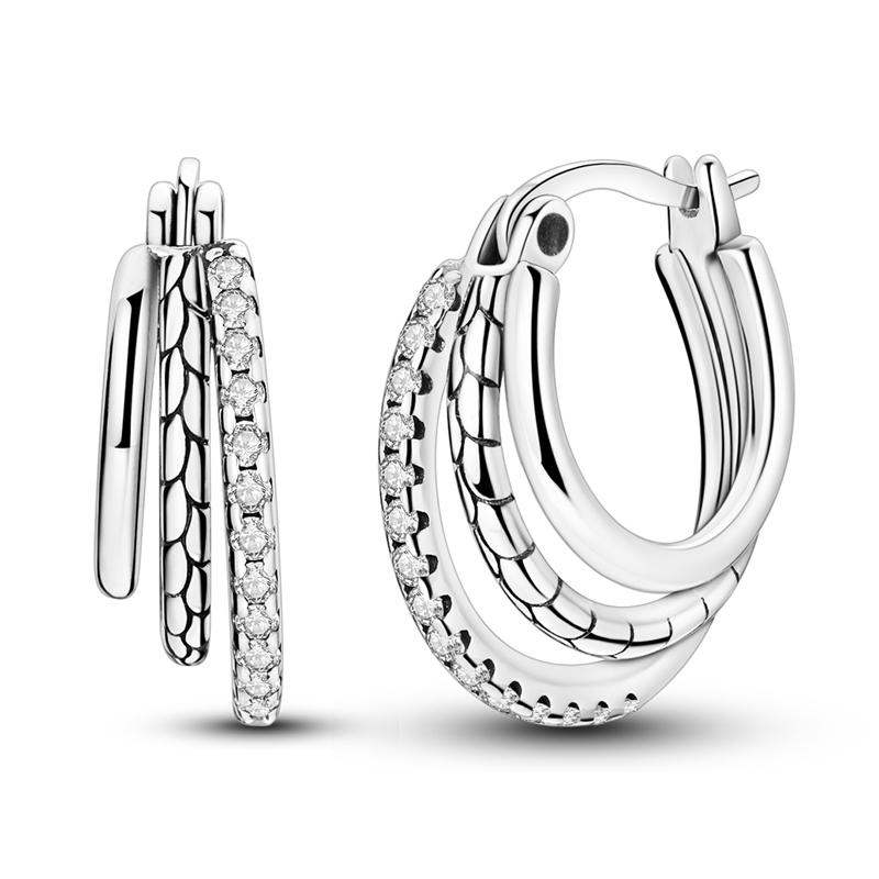 Original 925 Silver Earrings Sparkling Minimalist Heart Hoop Earrings For Women Female Party Fine Earring Jewelry Gifts