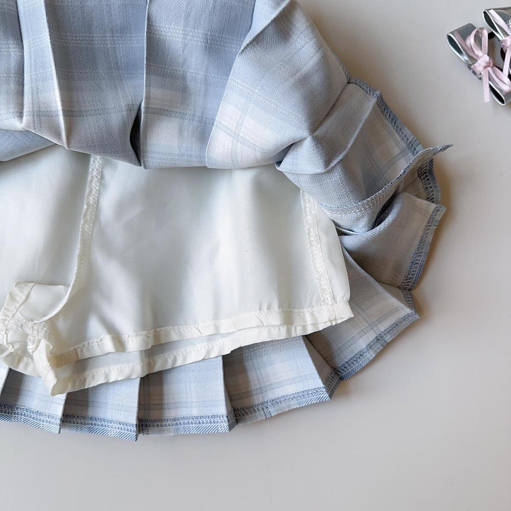 Girls' Cartoon Puppy Two-Piece Set: Shirt & Pleated Skirt with Tie - Mori Girl Style