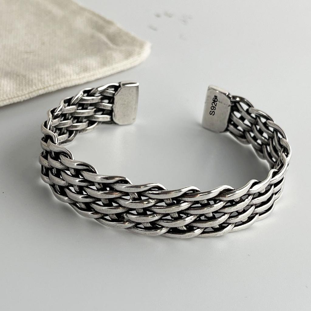 Xiaomi 100% Solid 925 Sterling Silver Retro Bracelet for Women Men Vintage Handmade Chain Patern Bracelet Birthday Gift