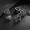 Fashion Diamond-Studded Ring Set for Men, Stylish and Unique Hollow Pattern Cross Ring, Men's Jewelry