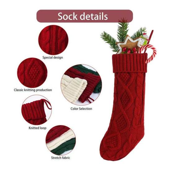 Yousheng Christmas Stockings Large 18" Handmade Cable Knit Stockings Rustic Farmhouse Fireplace Hanging Decor for Mantel Tree Wall Holiday Decoration