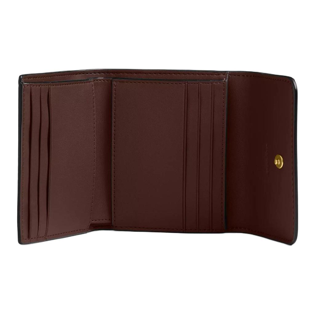 Coach Mila 10 Printed Patchwork Design Signature Coated Canvas And Calfskin Wallet Women Wallet Dark-Brown CAT56-B4MPL