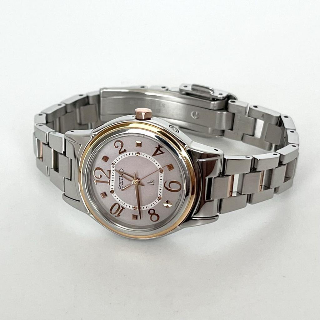 Polished Seiko Lukia Excellent Pink S2428 [Working Condition] Ladies' Watch, Radio-Controlled Solar, Condition, Dial, Gold
